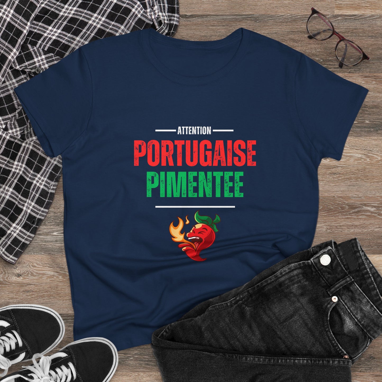 Attention: Portugaise Pimentée - T-shirt Mulher